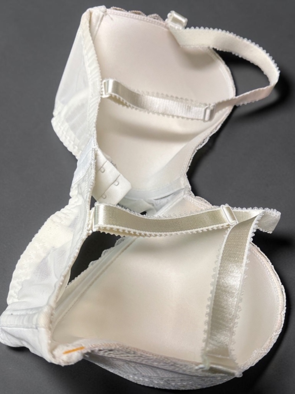 Ivory Lace Underwire Bra 34F Feminine Textured Bra - Picture 12 of 13